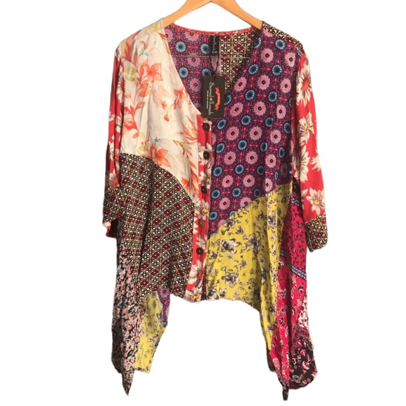 NWT.  Sacred Threads Blouse.  CL/WH.  220169 - Picture 2 of 5